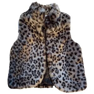 Cherokee Faux Fur Leopard Print Vest Girls Large Animal Print